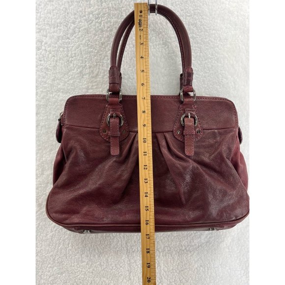 Antonio Melani Womens Satchel Handbag Brown Magnetic Phone Pockets Buckle L - Picture 4 of 9